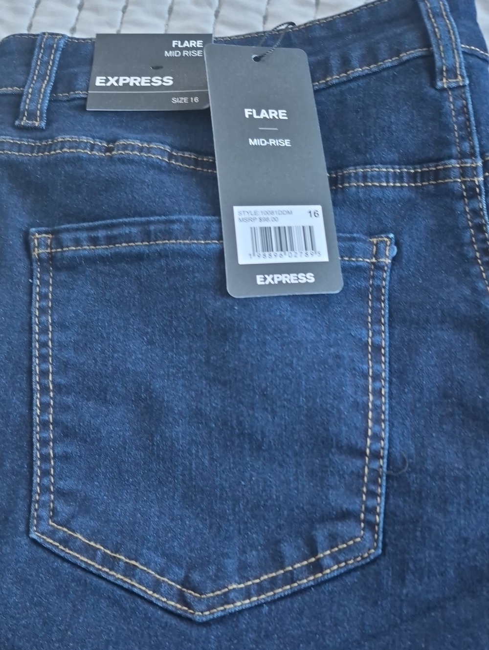 Express Dark Blue Flare Mid-Rise Jeans